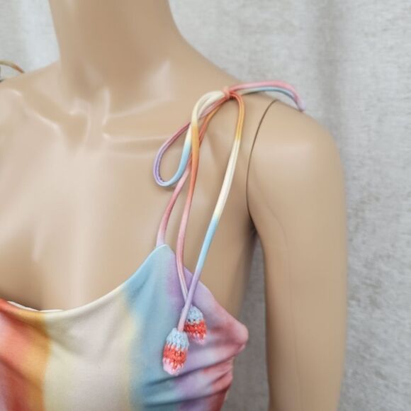 Gianni Bini x DANNIJO Paloma Ombre Tie Strap One Piece Swimsuit Rainbow Stripe - Picture 6 of 15